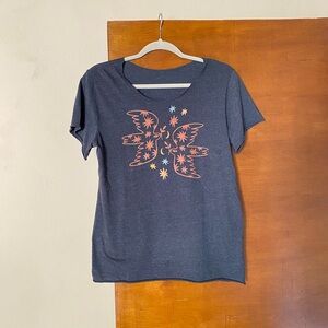 Peace Dove Raw Edge Tee Shirt in Dark Gray Heather size M